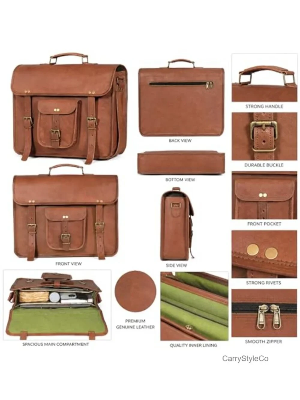 Genuine Leather Messenger Bag Laptop Briefcase Vintage Satchel Shoulder Travel